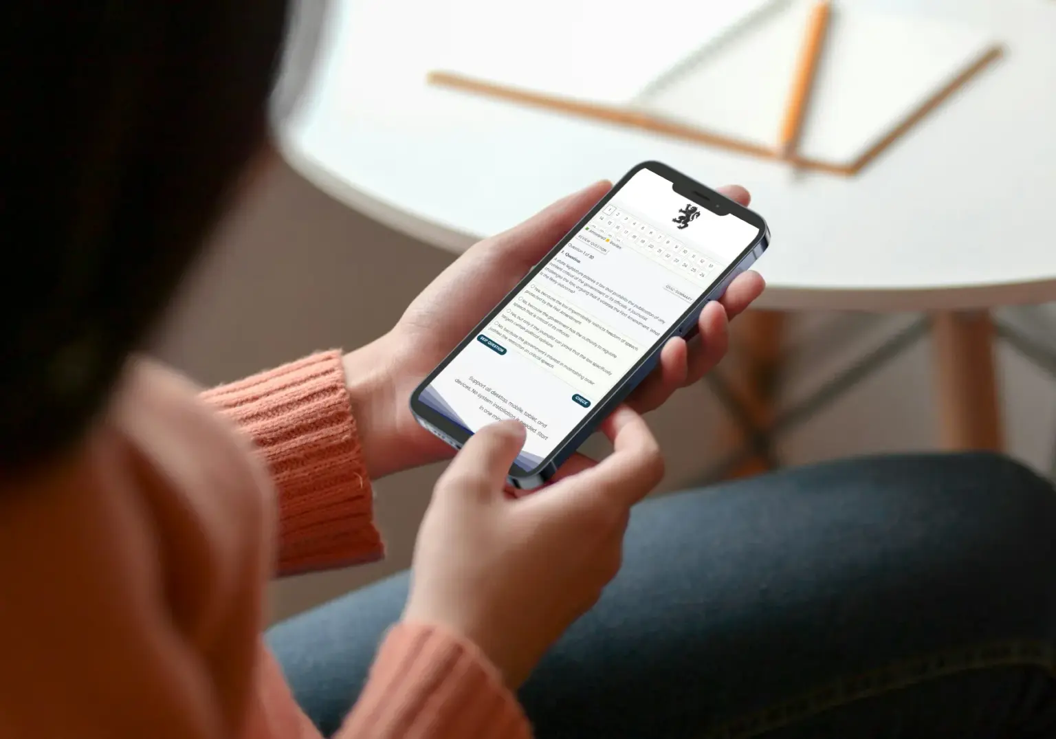 Candidate using Rail Exam on mobile
